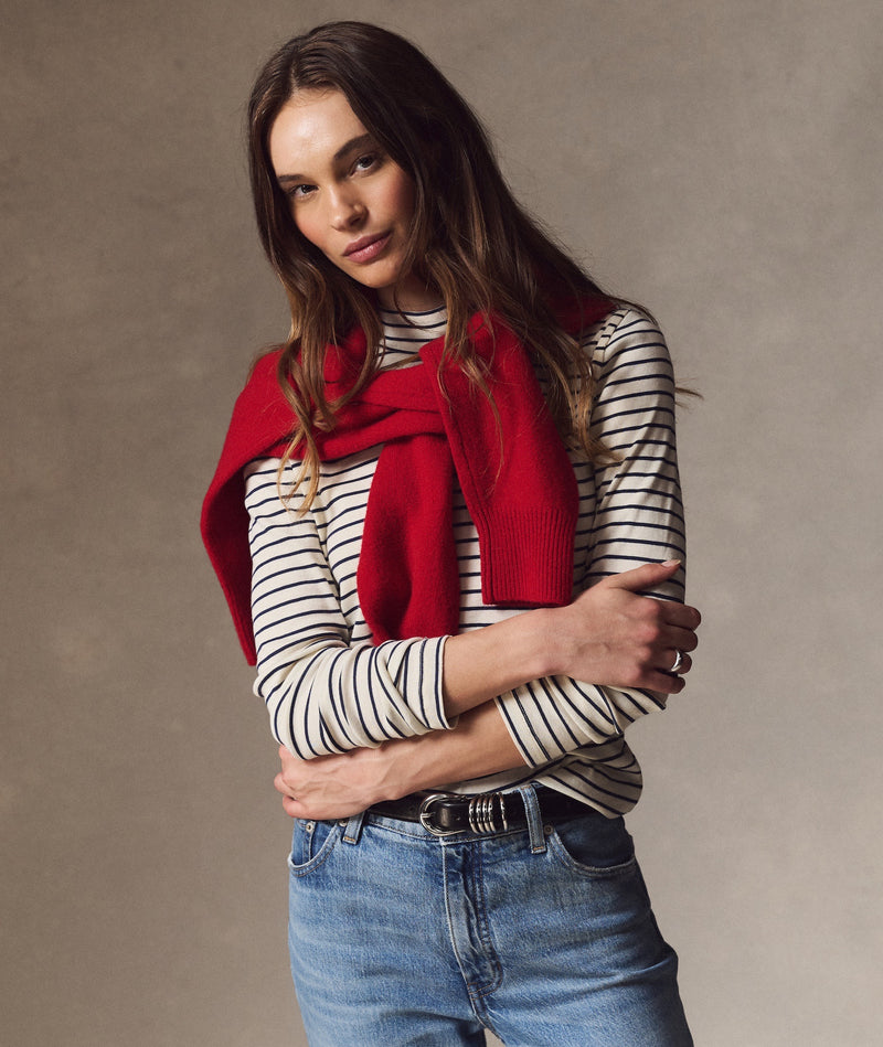 Mini Rib Mock Neck Tee